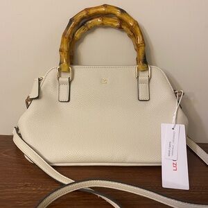 Liz Claiborne Cream Satchel with Bamboo Handles